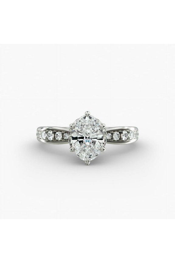 Jewel Oval Excellent Cut 1.6 Ct Lab Created Diamond Women's Wedding Rings - 14K White Gold Plated Rings - White Diamond Rings - Valentine's Day Gift - Gorgeous Anniversary Gifts