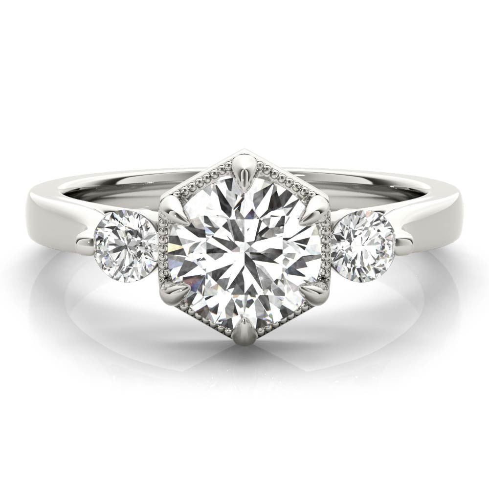 Amor Rings Amor Jewelry 14K White Gold Plated Ring - 2.24 Ct Three Stone Solitaire ...