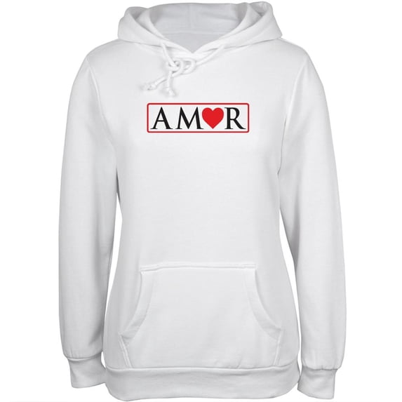 Amor White Juniors Soft Hoodie
