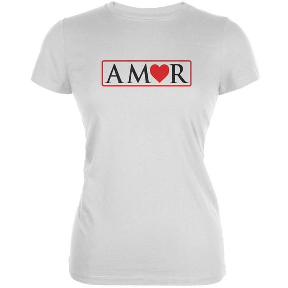 Amor White Juniors Soft T-Shirt - X-Large