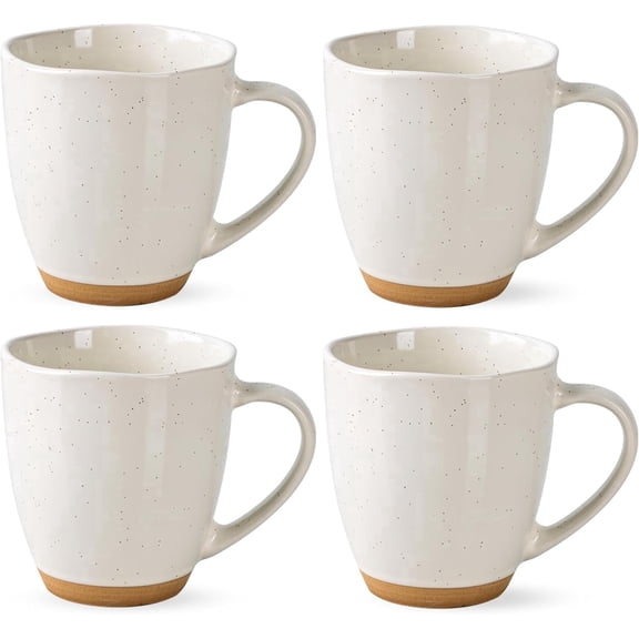 AmorArc 12oz Coffee Mugs, Ceramic Coffee Mugs set of 4 for Man, Woman, Dad, Mom, Modern Coffee Cups with handle for Latte/Cappuccino/Milk/Cocoa. Dishwasher&Microwave Safe, Light Beige
