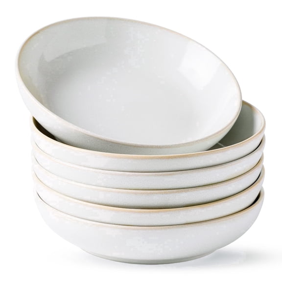 AmorArc 8.5'' Large Ceramic Pasta Bowls Set, 36oz Stoneware Pasta Serving Bowls Set of 6 for Kitchen, Wide Bowls for Pasta,Salad,Oatmeal, Microwave Safe, Reactive-Color