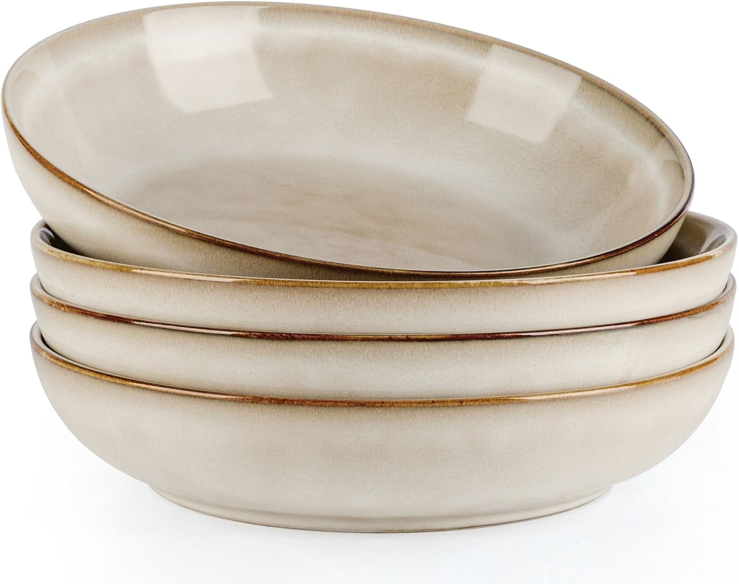 AmorArc 8.5'' Large Pasta Bowls, 36oz Ceramic Salad Serving Bowls Set of 4 for Kitchen, Wide Stoneware Bowls for Pasta,Salad,Fruit,Bread, Microwave Safe, Cappuccino - Walmart.com