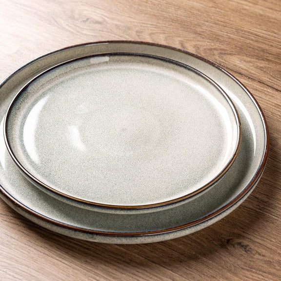 AmorArc Ceramic Appetizer Plates Set of 2, 8.25 Inch Large Stoneware Salad Plates for Kitchen, Microwave& Dishwasher Safe, Scratch Resistant-Green Wheat