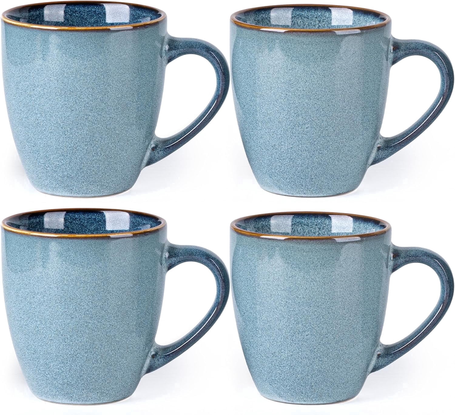 AmorArc Ceramic Coffee Mugs Set of 4, 12oz Stoneware Coffee Mugs Set For Dad Mom Women MEN, Light Weight Coffee Cups for Latte/Tea/Beer/Hot Cocoa, Dishwasher & Microwave Safe,Space Blue