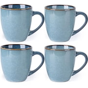 AmorArc Ceramic Coffee Mugs Set of 4, 12oz Stoneware Coffee Mugs Set For Dad Mom Women MEN, Light Weight Coffee Cups for Latte/Tea/Beer/Hot Cocoa, Dishwasher & Microwave Safe,Space Blue