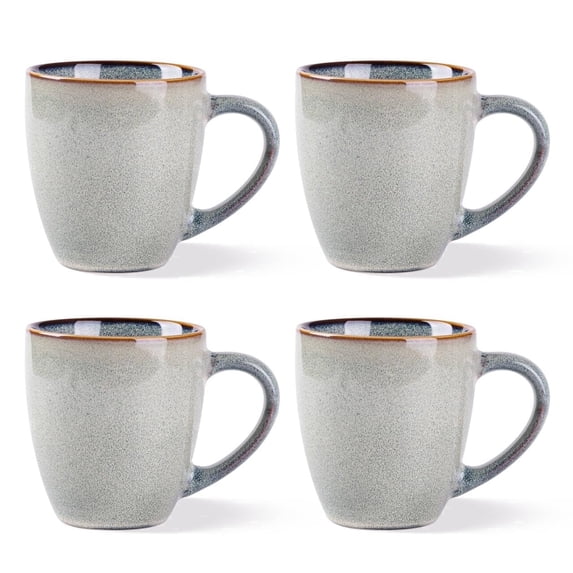 AmorArc Ceramic Coffee Mugs Set of 4, 12oz Stoneware Coffee Mugs Set For Dad Mom Women MEN, Light Weight Coffee Cups for Latte/Tea/Beer/Hot Cocoa, Dishwasher & Microwave Safe,Green Wheat