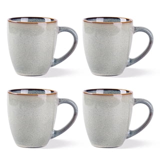 AmorArc Ceramic Coffee Mugs Set of 4, 12oz Stoneware Coffee Mugs Set For Dad Mom Women MEN, Light Weight Coffee Cups for Latte/Tea/Beer/Hot Cocoa, Dishwasher & Microwave Safe,Green Wheat