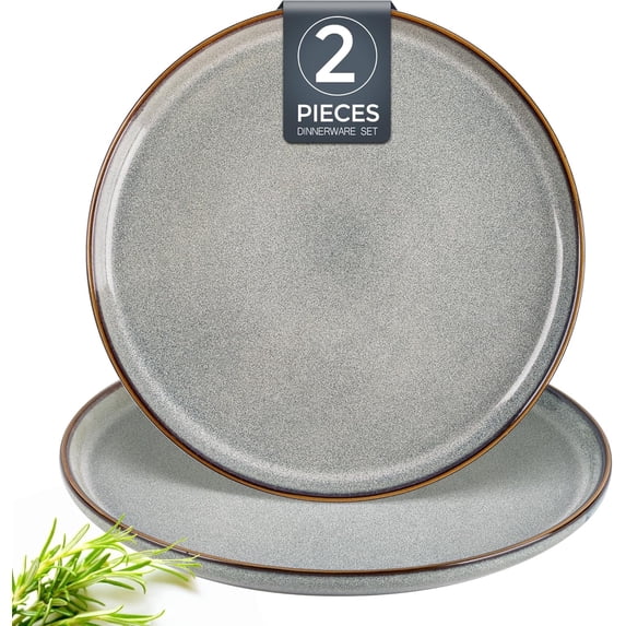 AmorArc Ceramic Dinner Plates Set of 2, 10.5 Inch Large Stoneware Plates for Kitchen, Microwave& Dishwasher Safe, Scratch Resistant-Green Wheat
