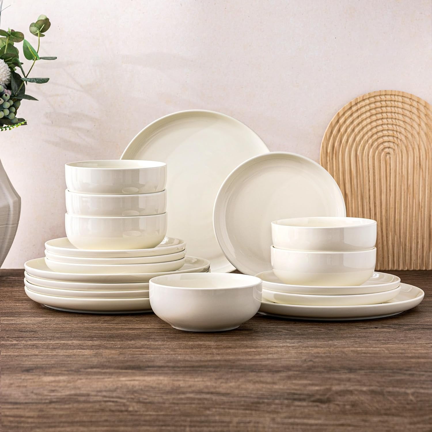 AmorArc Ceramic Dinnerware Sets of 6,Porcelain Plates and Bowls Sets, Scratch Resistant Dishes Set, Dishwasher & Microwave & Oven Safe Dishes Set,Dishware Service for 6-18 pcs