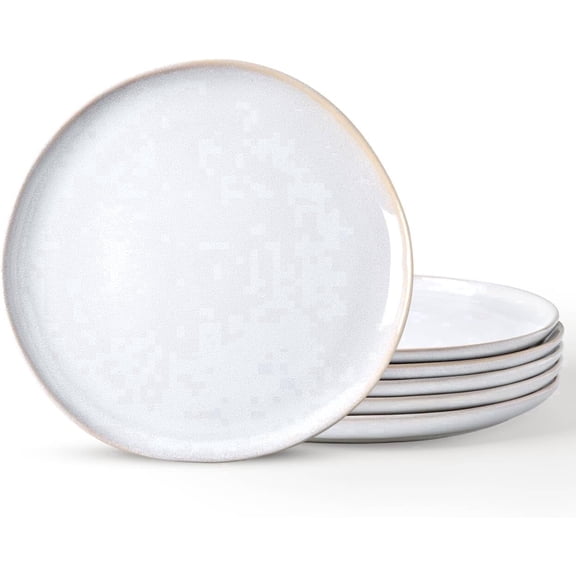 AmorArc Ceramic Plates Set of 6, 8.5 Inch Handmade Reactive Glaze Stoneware Plates set for Dessert, Salad, Appetizer, Dinner, Microwave & Dishwasher Safe, Scratch Resistant-Reactive Color