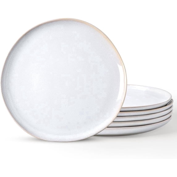 AmorArc Ceramic Plates Set of 6, 8.5 Inch Handmade Reactive Glaze Stoneware Plates set for Dessert, Salad, Appetizer, Dinner, Microwave & Dishwasher Safe, Scratch Resistant-Reactive Color