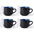 thumbnail image 1 of AmorArc Ceramic Soup Mugs with Lid, 24 oz Soup Cups with Hanlde for Coffee,Cereal,Salad,Noodles,Tea,Soup Bowls Cups,Microwave &Dishwasher Safe, Set of 4, Blue with Vented lid, 1 of 7