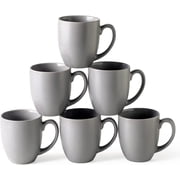 AmorArc 16oz Coffee Mugs Set of 6, Large Ceramic Coffee Cups with large Handle for Men Women,16oz Coffee Mugs for Coffee,Tea,Latte,Cocoa. Easy to Hold&Clean, Dishwasher&Microwave Safe, Matte Grey
