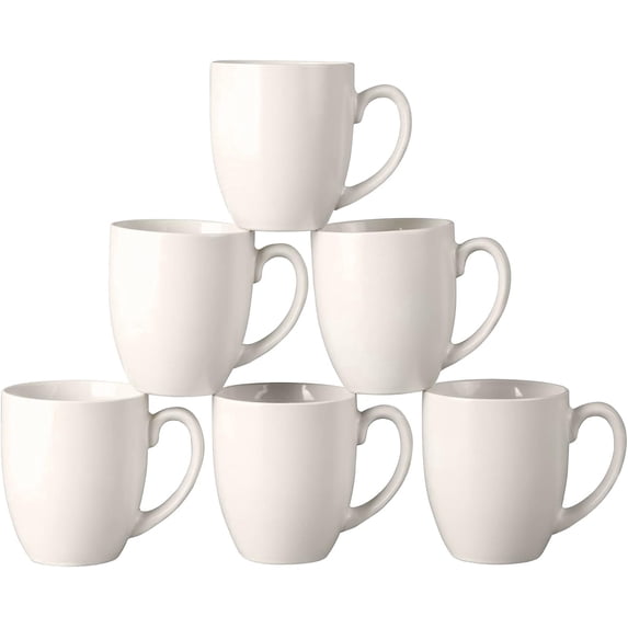 AmorArc 16oz Coffee Mugs Set of 6, Large Ceramic Coffee Mugs for Man, Woman, Dad, Mom, Modern Coffee Mugs with Handle for Tea/Latte/Cappuccino/Cocoa. Dishwasher&Microwave Safe, Light Beige