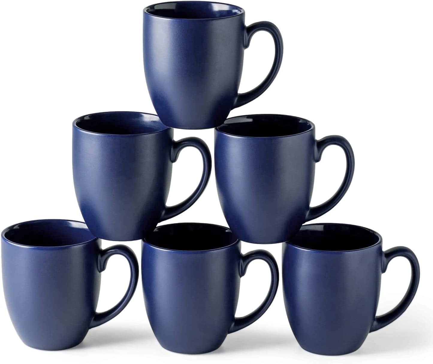 AmorArc 16oz Coffee Mugs Set of 6, Large Ceramic Coffee Mugs for Men, Women, Dad, Mom, Modern Coffee Mugs with Handle for Tea,Latte,Cappuccino,Cocoa. Dishwasher&Microwave Safe, Matte Blue