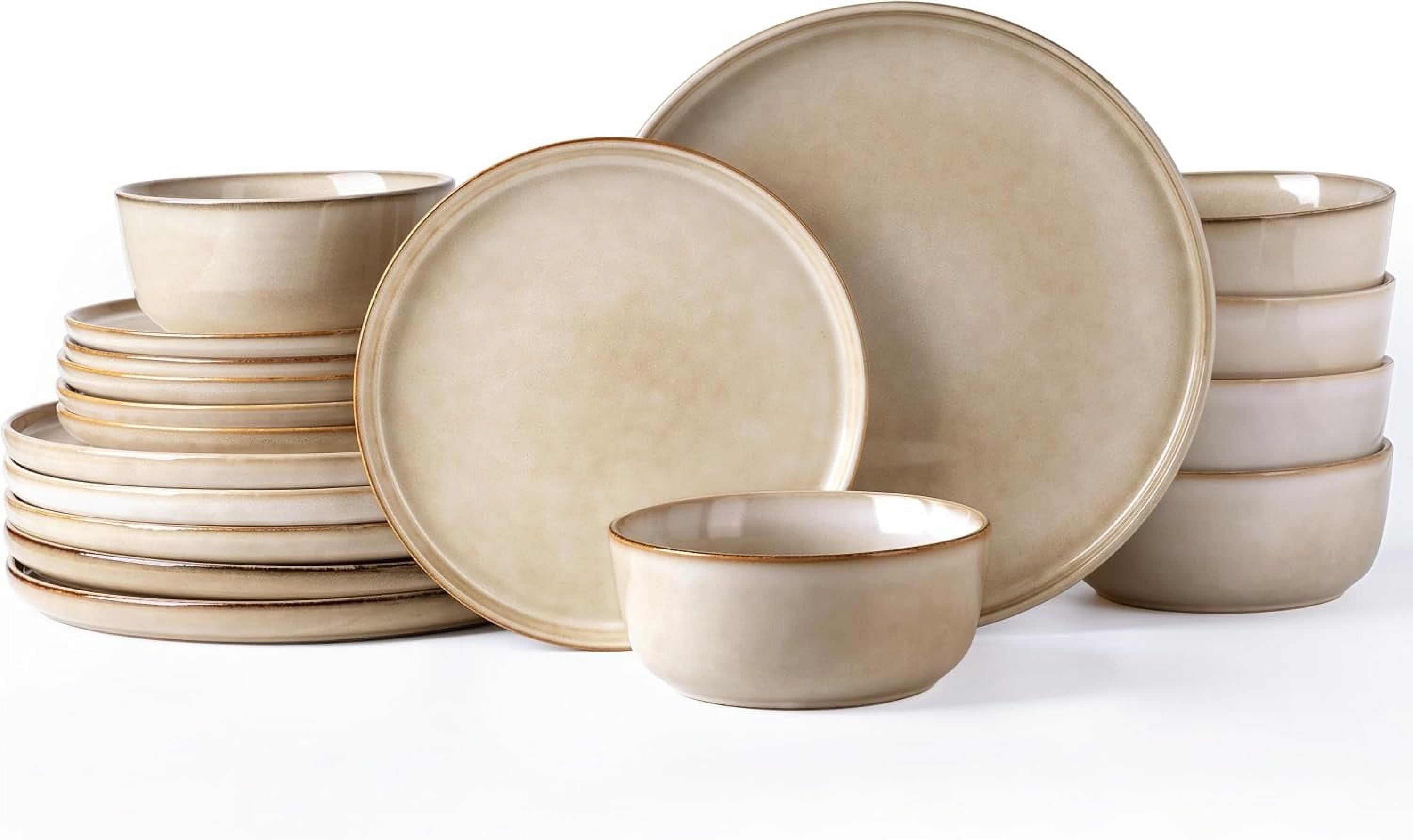 AmorArc Ceramic Dinnerware, Service for 6 -Cappuccino