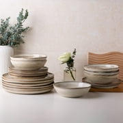 AmorArc Ceramic Dinnerware Sets,Handmade Reactive Glaze Stoneware Plates and Bowls Sets,Highly Chip and Crack Resistant | Dishwasher & Microwave Safe Dishes Set,Service for 8 Set24pc,Cappuccino