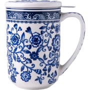 AmorArc Porcelain Tea Mug with Infuser and Lids, 18 Oz Cup Strainer Bag Holder for Loose Leaf Tea, Steeping Coffee Well-wrapped Box House-warming Wedding Birthd
