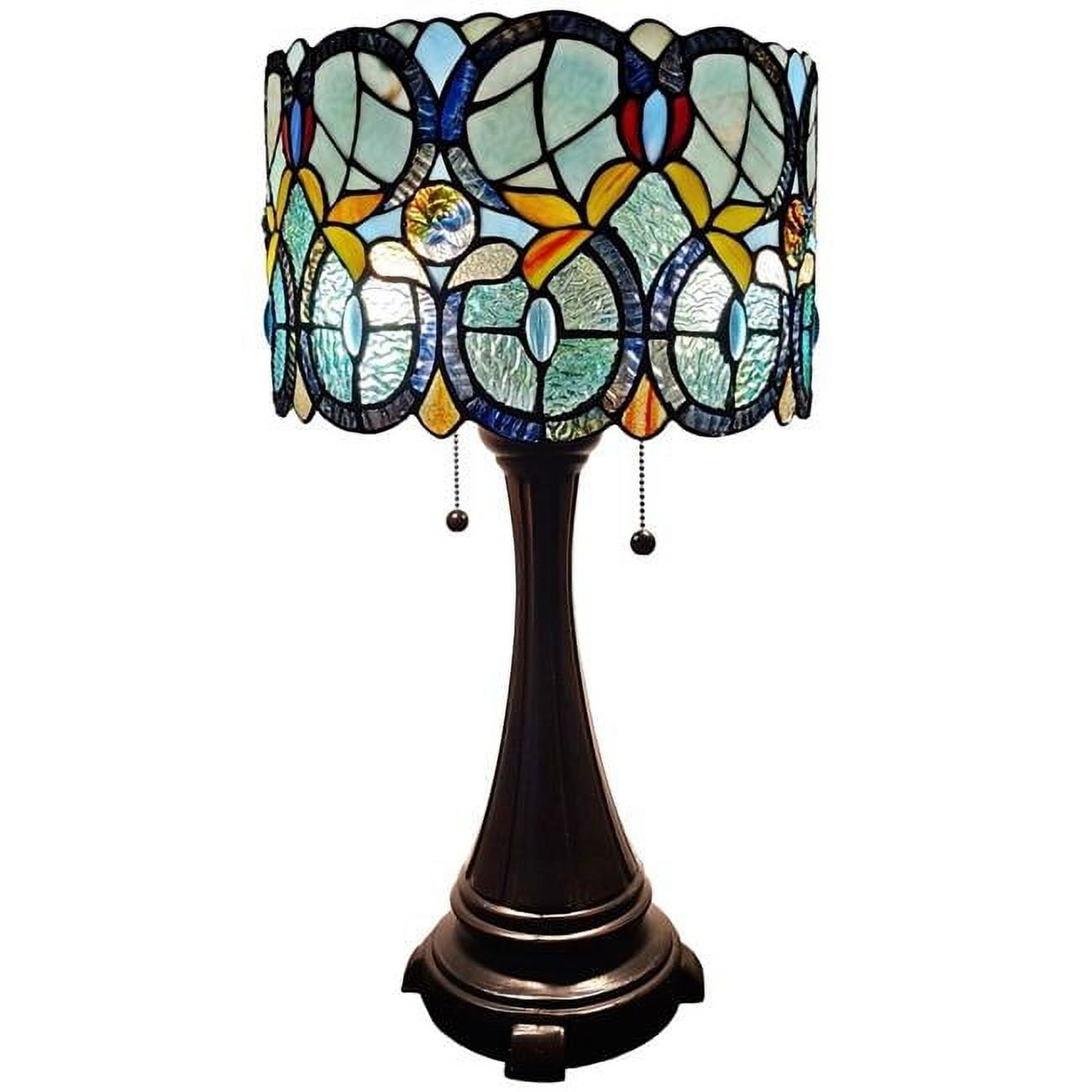 21" Tall Multi-Color Stained Glass Tiffany Style Table Lamp