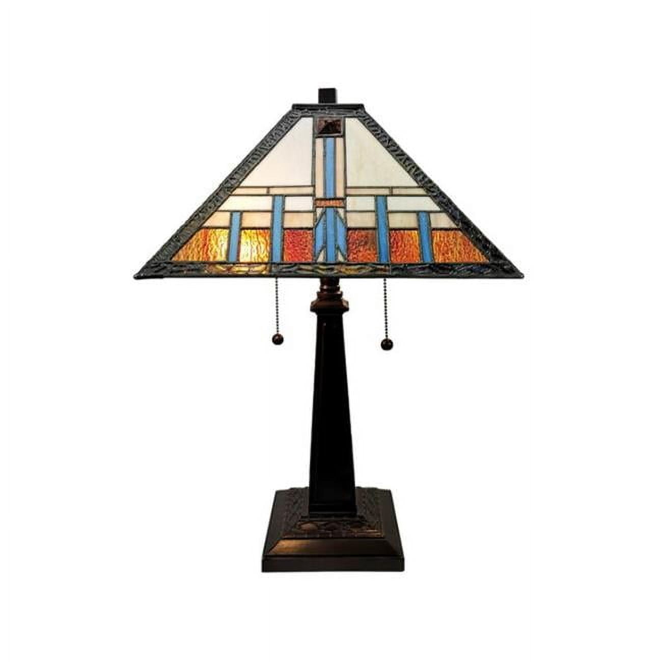 Amora 21'' Bronze Tiffany Style Stained Glass Table Lamp