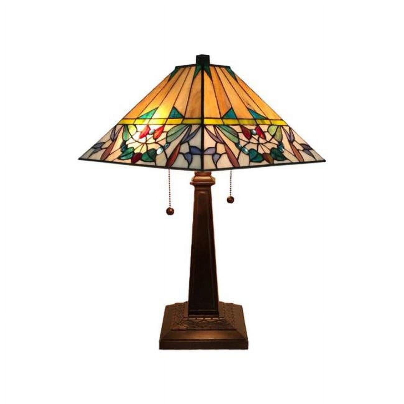 Amora 22" Tall Bronze Tiffany Style Stained Glass Table Lamp