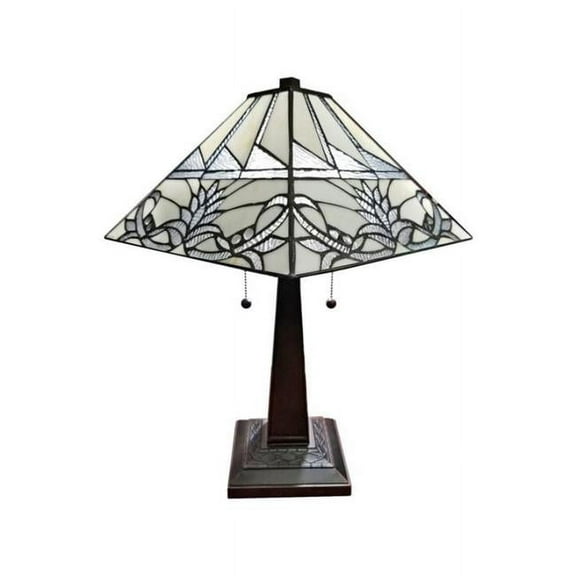 Amora Lighting  22 in. Tall Tiffany Style Mission Table Lamp, White