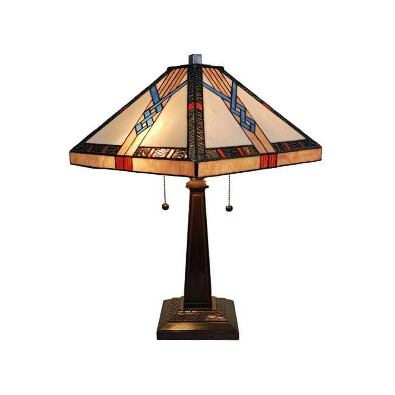 23" Tall Stained Glass Tiffany Style Table Lamp with Multi-Color Shade