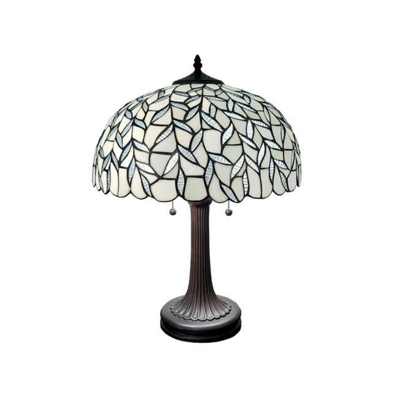 24" White Stained Glass Tiffany Style Table Lamp