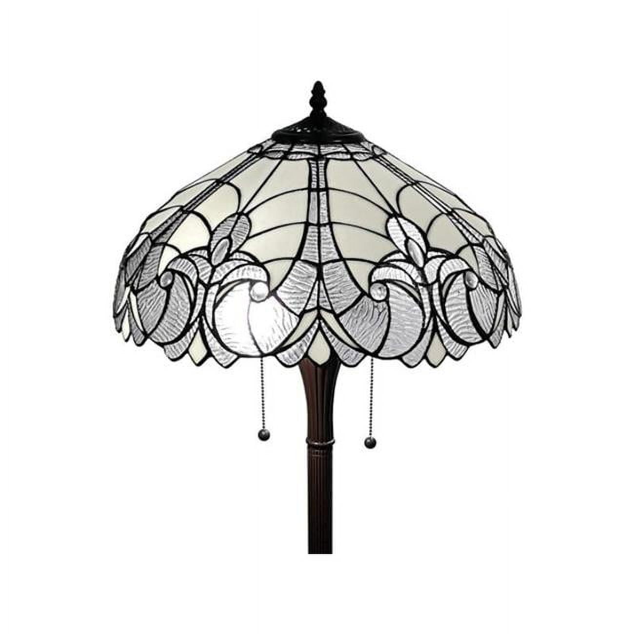 Amora Lighting  62 in. High Tiffany Style Floral Floor Lamp, White