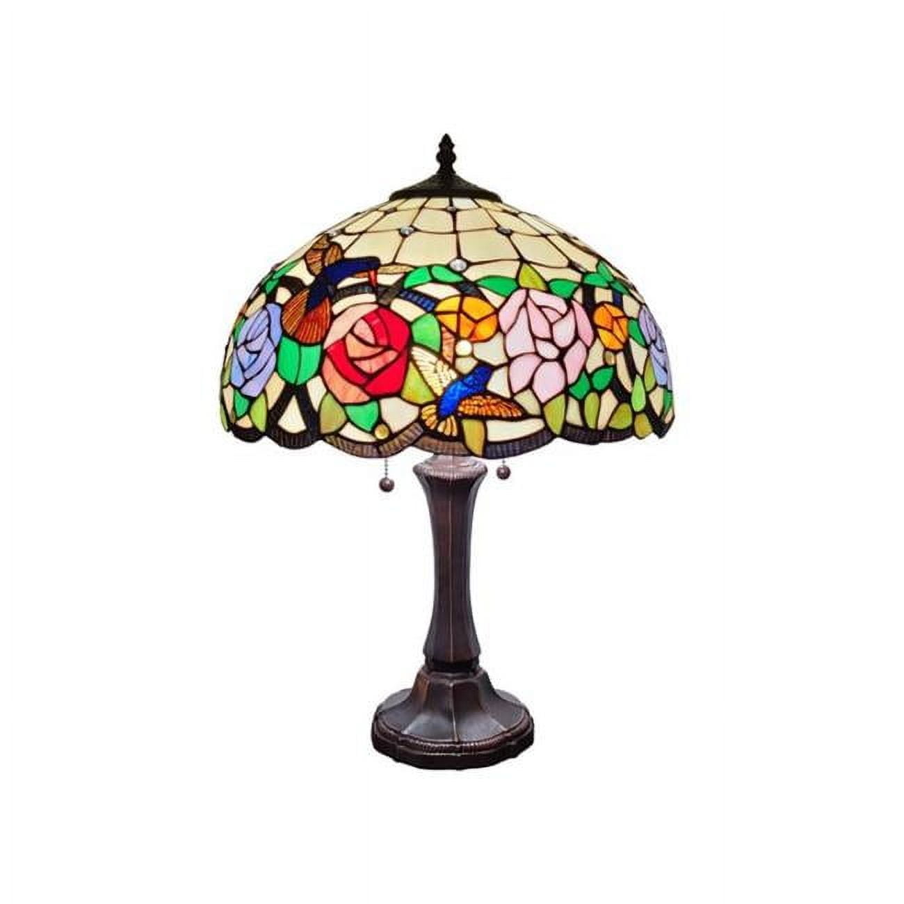 23" Bronze Tiffany Style Stained Glass Table Lamp