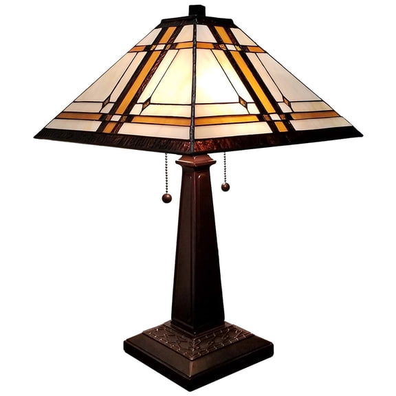 Amora Lighting 2 Light 23" Tall Mission Style Tiffany Stained Glass Table Lamp