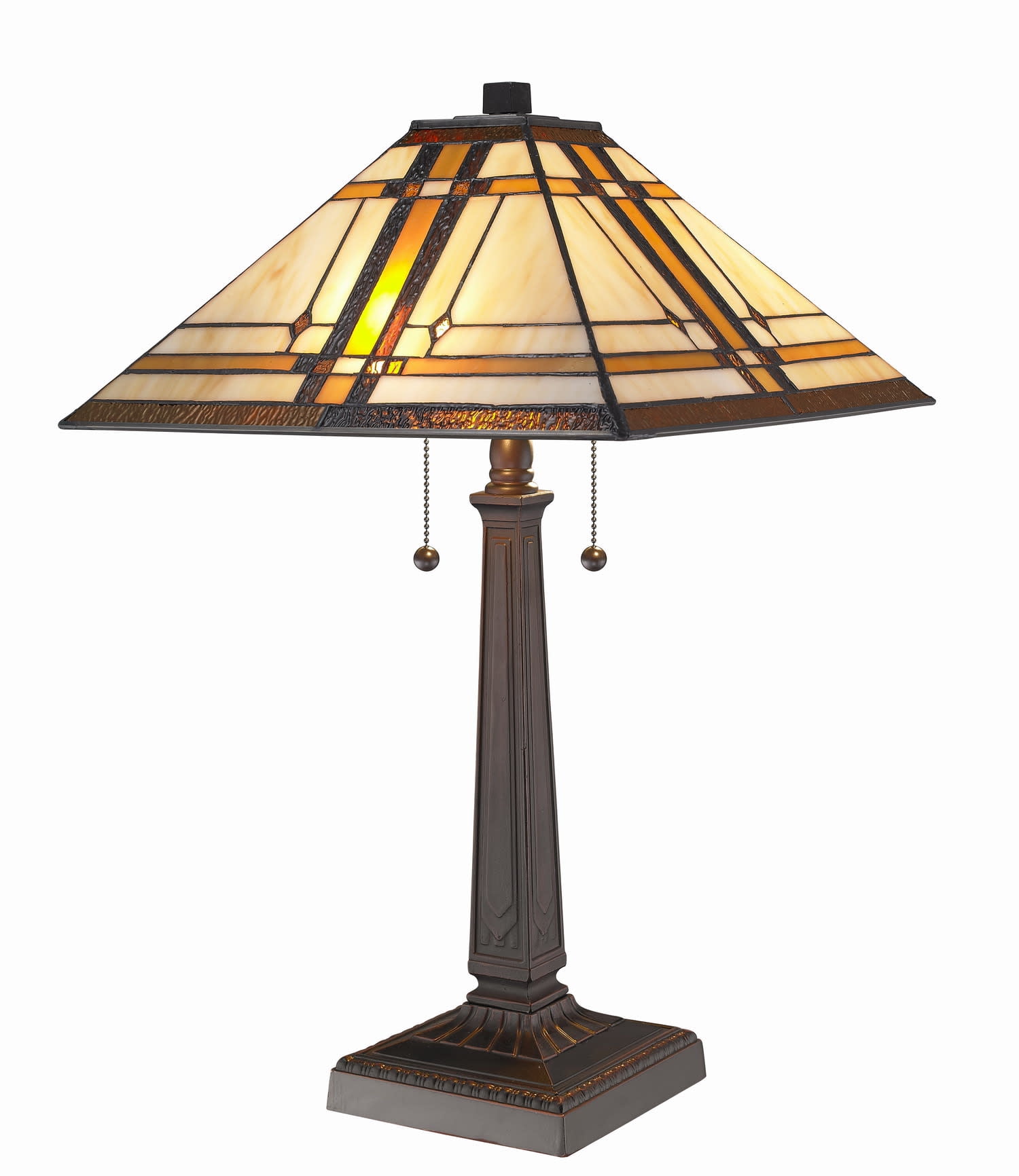 Amora 17" Multi Stained Glass Table Lamp with Pull Chain