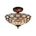 thumbnail image 1 of Amora Lighting Tiffany Style Ceiling Fixture Lamp Jeweled 17" Wide Stained Glass White Bedroom Hallway Gift AM108CL17B, 1 of 4