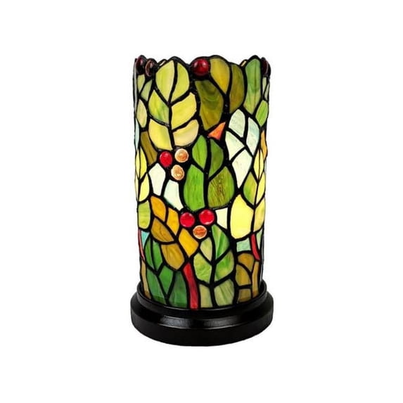 Amora Lighting Tiffany Style Leaves & Berries Accent Table Lamp