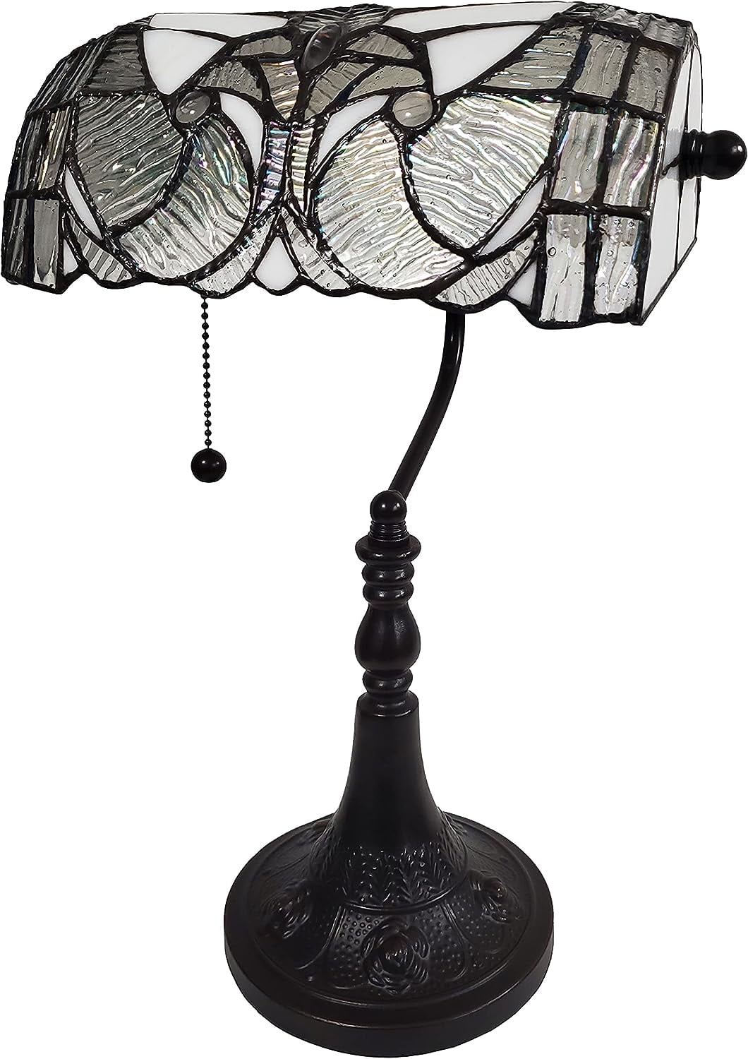 Adjustable White Stained Glass Arc Desk Lamp