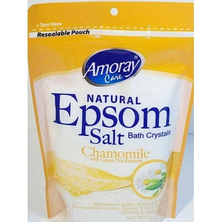 Amoray Epsom Salt Bag, Bath Crystals, Chamomile 16 oz - 2 Pack