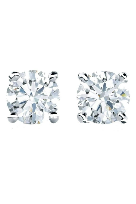 Amore 2 Ctw or 4 Ctw Moissanite Solitaire Stud Earrings for Women by Ginger Lyne Sterling Silver
