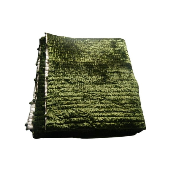Amore Beaute Olive Green Velvet Quilt With Cotton Batting - 40x50