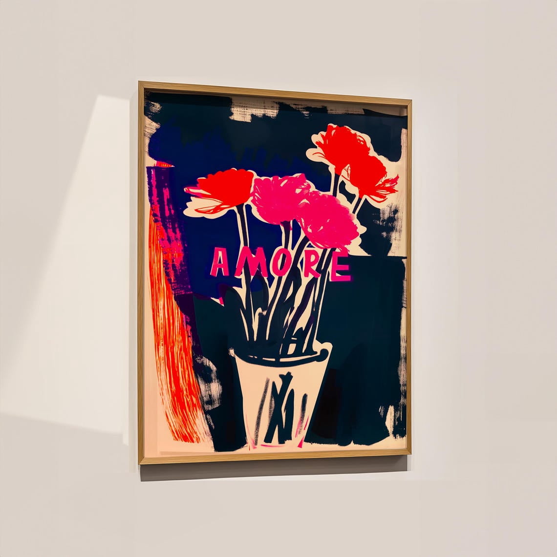 Maxima Bold Amore Floral Bold Italian Typography Wall Art Print, Maximalist ...