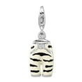 thumbnail image 1 of 925 Sterling Silver Fancy Lobster Closure Click-on Cubic Zirconia Enamel Zebra Pants Charm 28x10mm Pendant Necklace for, 1 of 2