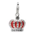 thumbnail image 1 of Sterling Silver Amore La Vita Polished 3-D Crystal From Swarovski and Red Enameled Crown Charm Pendant with Fancy Lobster Clasp, 1 of 1