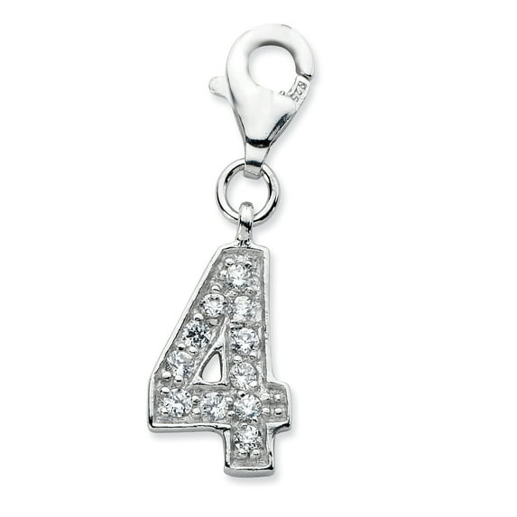 Amore La Vita Sterling Silver RH CZ Numeral 4 w/Lobster Clasp Charm