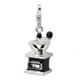 thumbnail image 1 of Amore La Vita Sterling Silver Rhodium-plated 3-D Enameled Coffee Grinder w/ Lobster Clasp Charm, 1 of 4