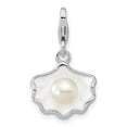 thumbnail image 1 of 925 Sterling Silver Polished Fancy Lobster Closure Enameled Shell Freshwater Cultured Pearl With Lobster Clasp Charm Pen, 1 of 2