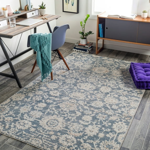 Amore Light Blue 8'10" x 13' Traditional Rectangle Area Rug