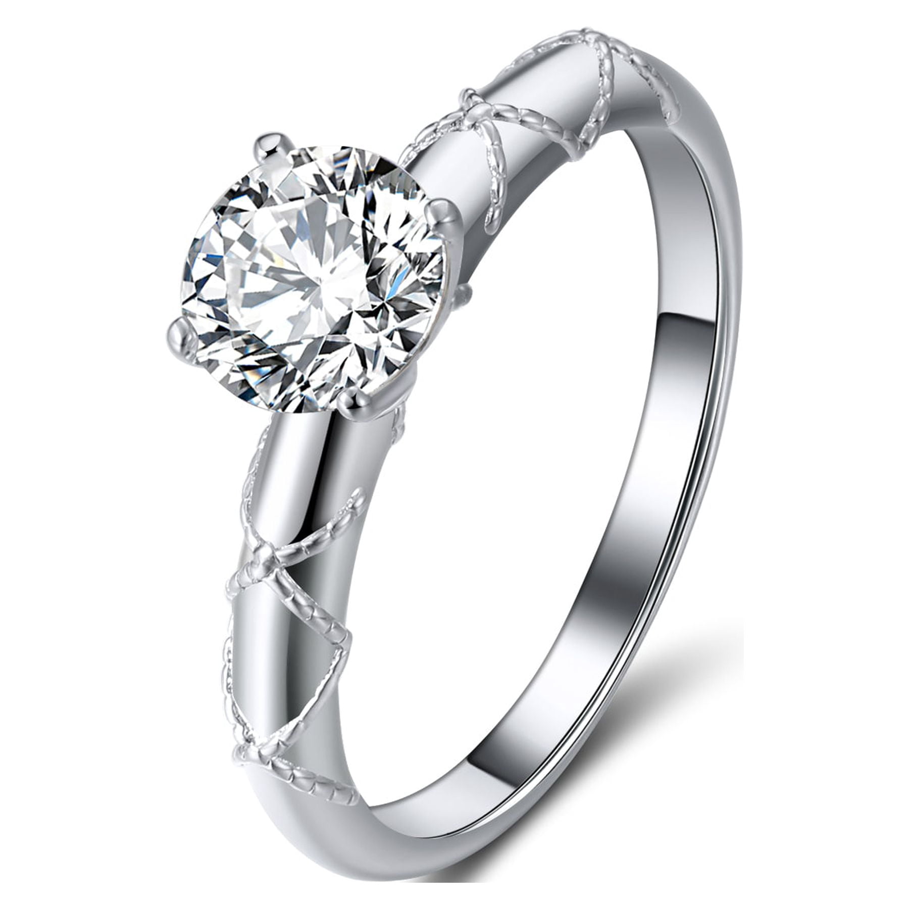 Amore Mia Engagement Ring Women 1 Ct Moissanite Sterling Silver Ginger ...