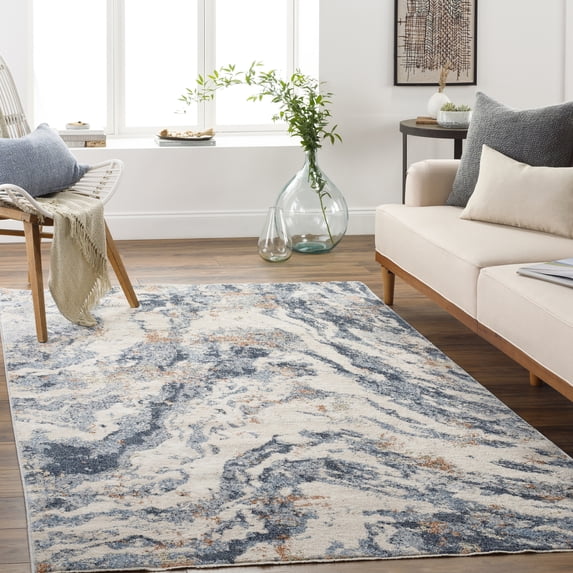 Amore Navy Modern Rectangle Area Rug
