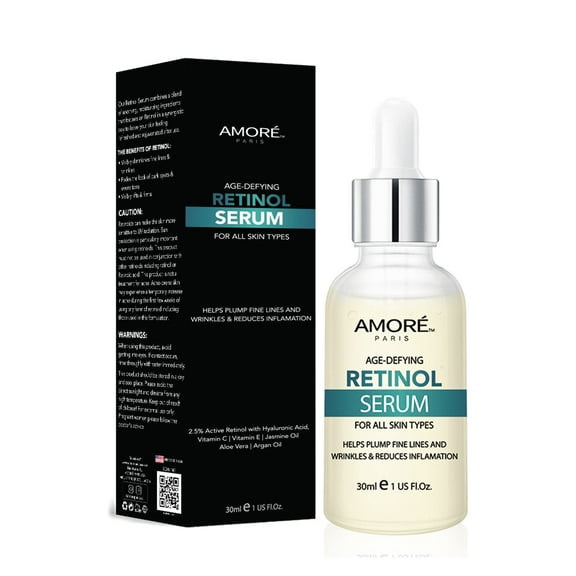 Amore Paris 2.5% Retinol Serum For Face With Hyaluronic Acid Night Facial Serum, Brightening Serum Targets Dark Spots, Wrinkles & Fine Lines, Facial Skin Care Products, Face Serum For Women & Men