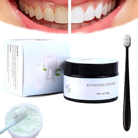 Amore Paris Teeth Whitening, Activated Coconut Teeth Whitening Powder - 50g Natural Coconut Charcoal, Teeth Whitening Powder, Tooth Whitening Effective Remover Stains from Coffee, Smoking